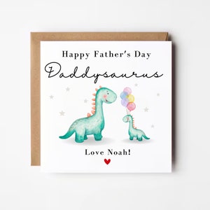 Personalisierte Vatertagskarte, Vatertagskarte Dinosaurier, Babysaurus Vatertagskarte, Dino-Vatertagskarte von Kindern, für Papa, für ihn