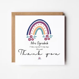Personalised  Teacher Thank You Card, Big Heart To Shape Little Minds, Custom Teacher Thank You Card, End of Term Gift For Teachers, TA Card