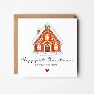 Cartão do primeiro Natal em sua nova casa, cartão de Natal da nova casa, primeiro Natal da nova casa, cartão da nova casa do casal, casa nova plana e nova casa móvel