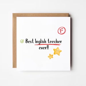 Cartão engraçado do professor de inglês, cartão de agradecimento para professor de inglês, melhor professor de inglês de todos os tempos, cartão de piada do professor, cartão de aposentadoria do professor