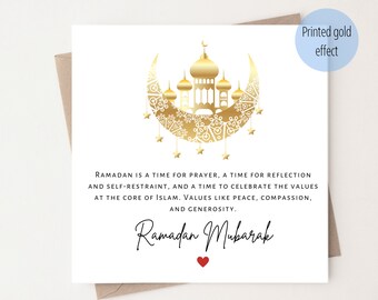 Ramadan Mubarak Card: Gold Effect Islamic Greeting