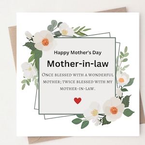 Happy Mothers Day Card voor schoonmoeder, schoonmoeder Moederdagkaart, Quote Card voor schoonmoeder, voor haar Moederdagkaart, verjaardagskaart