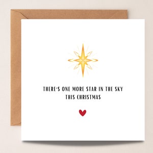 Carte de deuil de Noël, il y a une étoile de plus dans le ciel ce Noël, je pense à vous, carte de perte, carte de sympathie, carte de condoléances