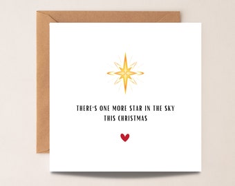 Christmas Bereavement Card, There&#39;s One More Star in the Sky this Christmas, Thinking of You, Loss Card, Sympathy Card, Condolences  Card
