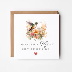 Kolibrie Moederdagkaart, bloemen Moederdagkaart, gelukkige Moederdagkaart van dochter, leuke Moederdagcadeaus, moeder gedicht kaart voor haar