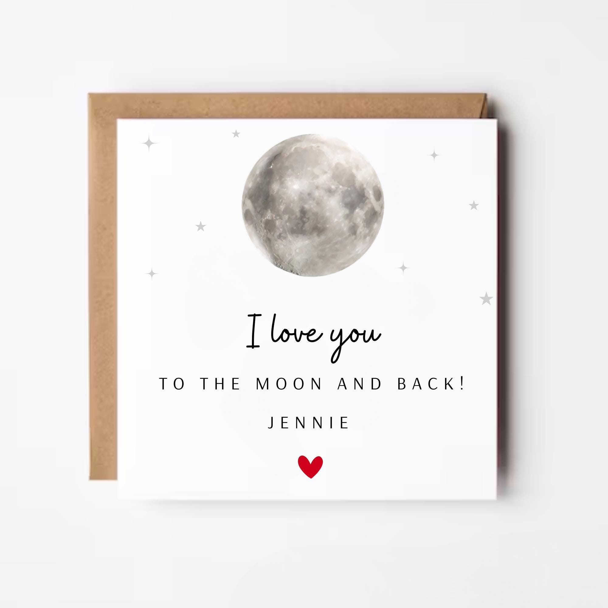Stuff4 Biglietto di San Valentino romantico fidanzato fidanzata marito moglie con scritta I Love You To The Moon & Back grazioso biglietto di San Valentino donne uomini lui e lei
