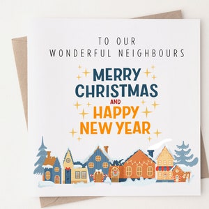 Tarjeta de Feliz Navidad y Próspero Año Nuevo para Vecinos, Tarjeta de Navidad de Vecinos Maravillosos, Tarjeta de Navidad para Vecinos de Al Lado