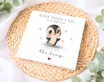 Carte de fête des pères, cadeau futur papa, carte d'annonce de grossesse, carte de papa pingouin, 1ère carte de papa pour la fête des pères