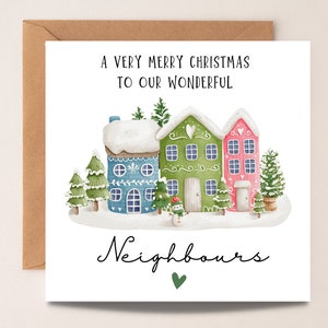 Um Feliz Natal para vizinhos maravilhosos, cartão de Natal para vizinhos especiais, cartão de Natal para a porta ao lado, cartão de Natal para vizinho