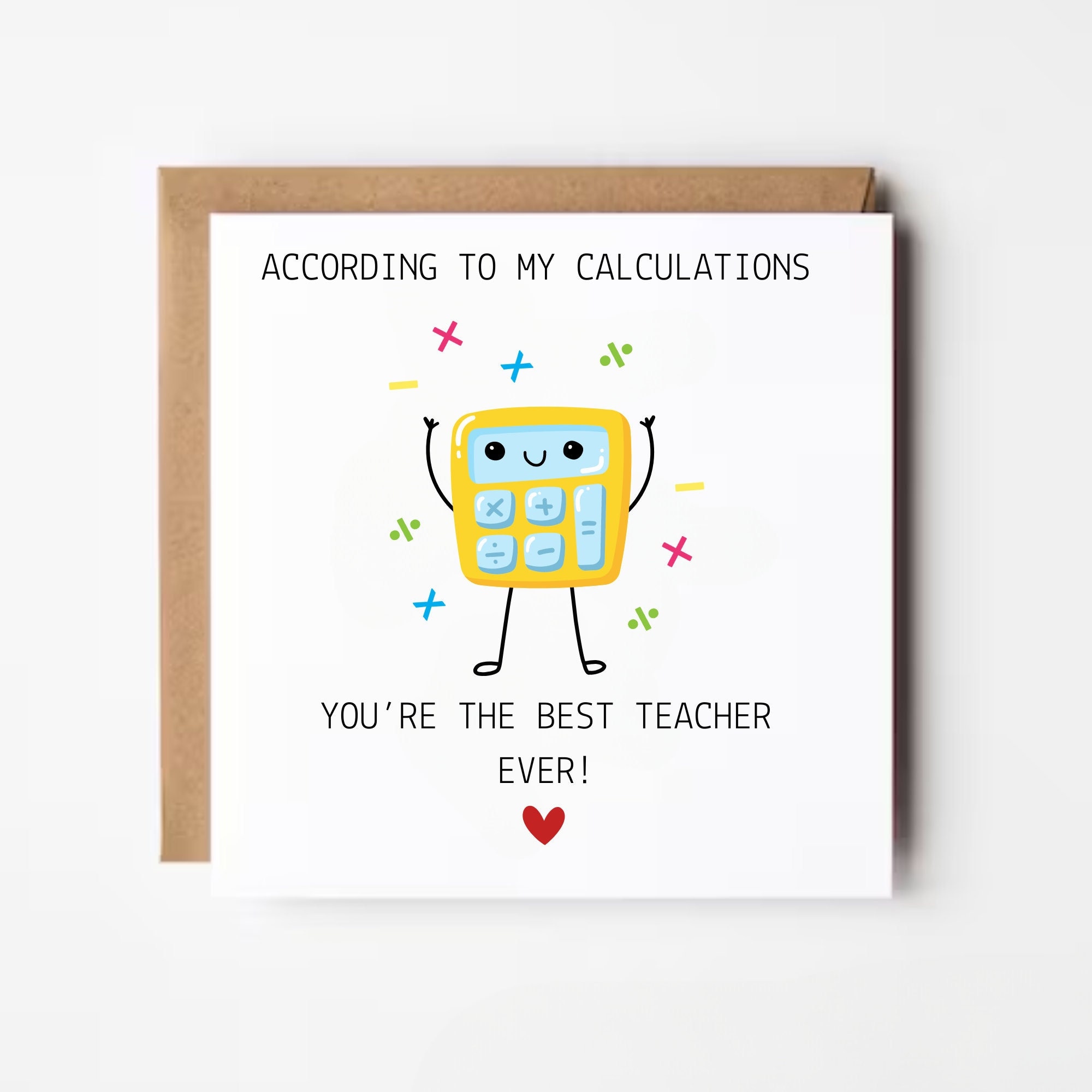 Maths Teacher Card, Thank You Card for Maths Teacher, Best English Teacher Ever, Teacher ...