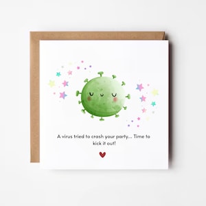Funny Get Well Soon Card For Friend, Thinking Of You Card, Get Well Gifts, Speedy Recovery Card, Sending Love, Hospital Stay, Virus Card