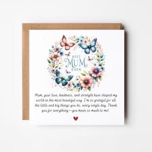 Beste Mama aller Muttertagskarte von Tochter, Schmetterlings-Geburtstagskarte, Muttertagsgeschenk für sie, Blumengeburtstagskarte Mama, Mamagedichtkarte