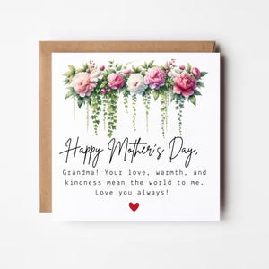 Florale glückliche Muttertags-Oma-Karte, Gedicht-Oma-Mütter-Tageskarte, Muttertagsgeschenk für Großmutter, Oma, Gigi, Nan, Nanny, Oma Mimi