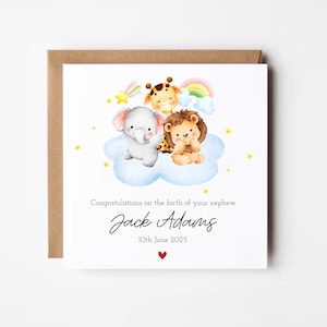 Biglietto personalizzato per il nuovo nipote, biglietto per la nascita di un neonato per la zia, biglietto per il nuovo zio, biglietto di congratulazioni per il nipote, nuovo zio, nuova zia, biglietto per il nuovo neonato.