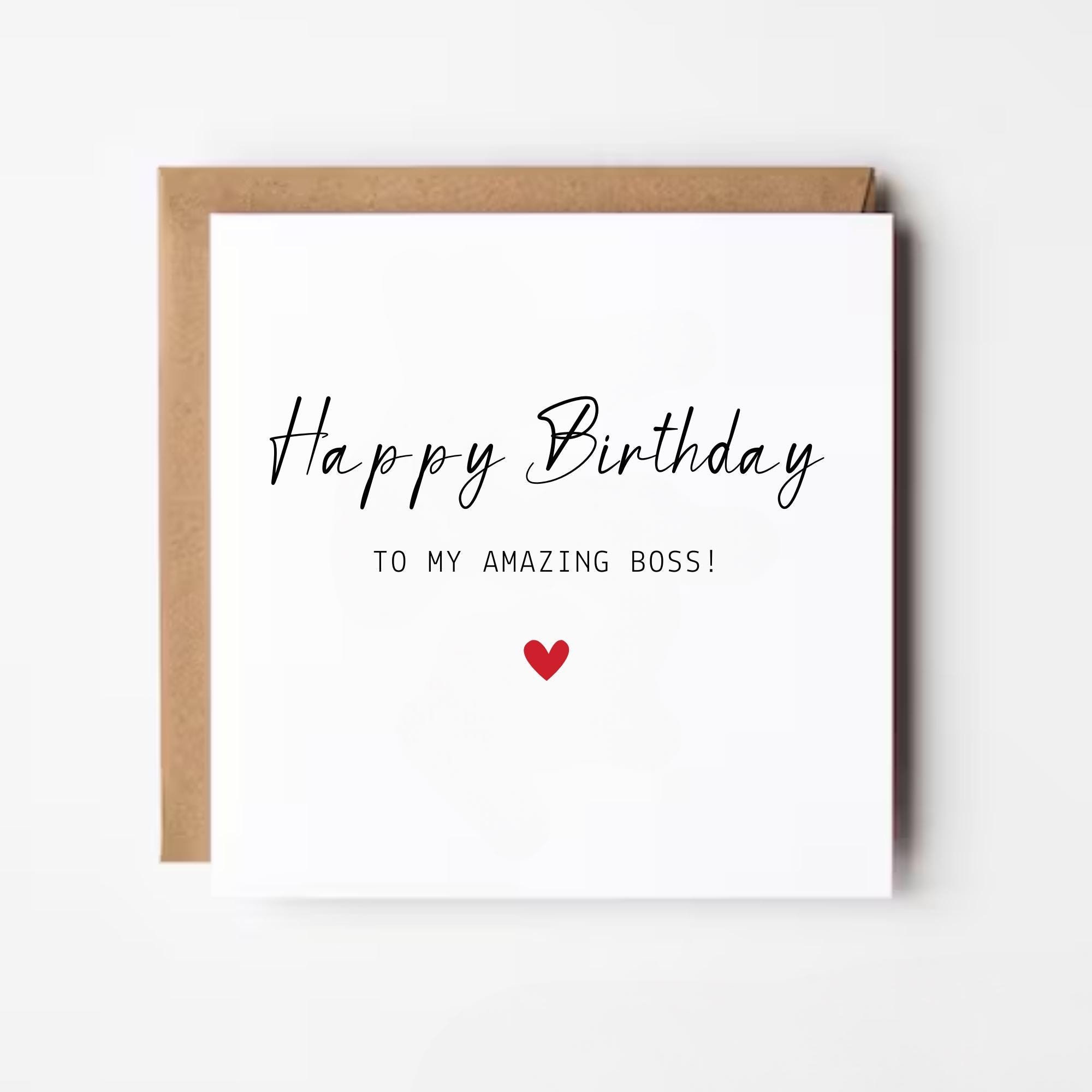 Boss Birthday Card: Kraft Envelope, Customizable Message - Etsy Israel