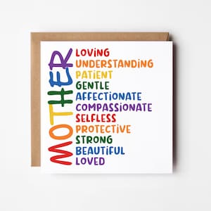 Tarjeta de agradecimiento para mamá, tarjeta de agradecimiento para mamá, tarjeta de cumpleaños con poema para mamá, tarjeta del día de la madre, tarjeta de cumpleaños para mamá, tarjeta de cumpleaños con arcoíris para mamá