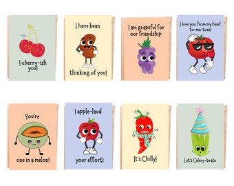 Food Pun Cards Pack of 8 Funny Fruit and Vegetable Cards - Etsy Food Pun Cards Pack of 8 Funny Fruit and Vegetable Cards - Etsy