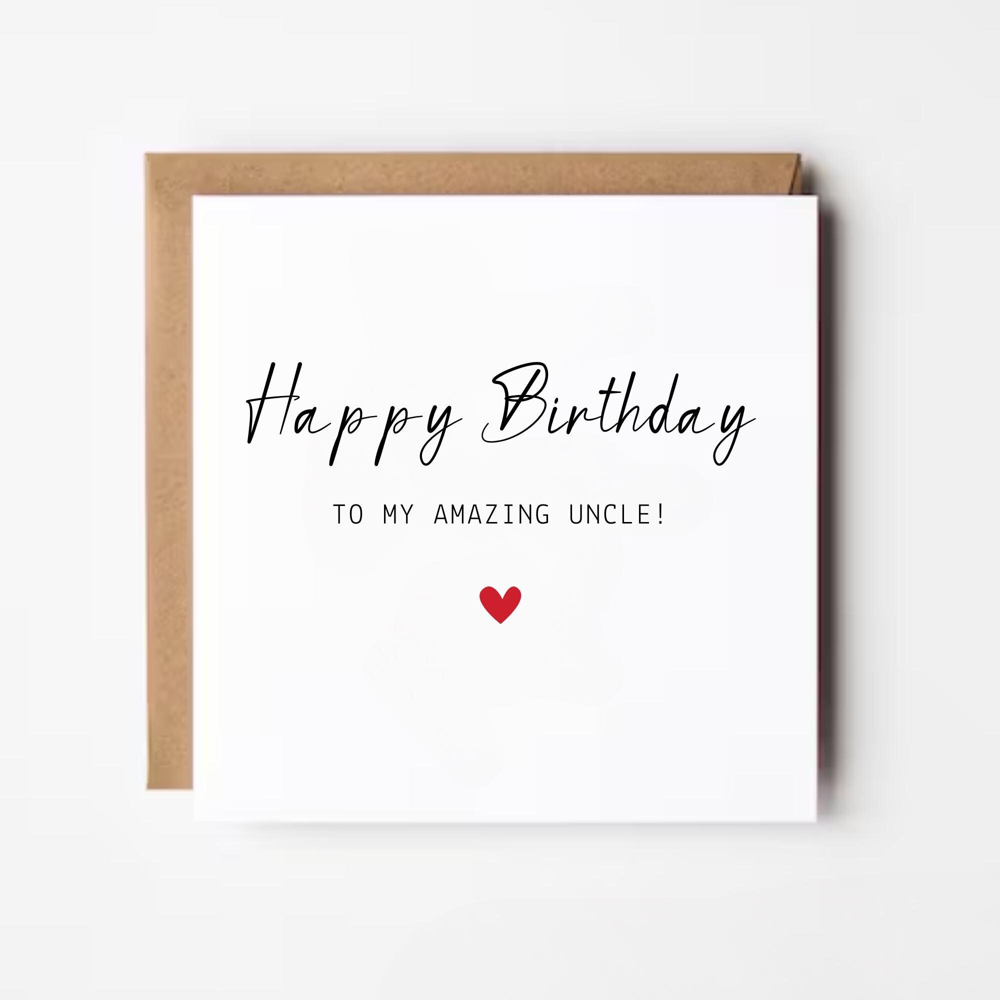 Uncle Birthday Card, Happy Birthday To My Amazing Uncle, Happy Birthday Uncle Card From Niece, Nephew, Uncle Gift, Personalised Card