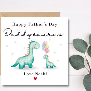 Personalised Fathers Day Card, Card From Son Daughter, Fathers Day Dinosaur, Daddysaurus Card, Card From Children, Card From Baby, Dad Card