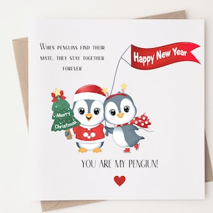 Eres mi pingüino Tarjeta de Navidad romántica, Feliz Navidad y Próspero Año Nuevo 2023, Tarjeta de Navidad para novia, novio, marido, esposa