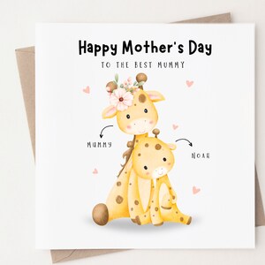 Beste mama Moederdag kaart, mama Moederdag kaart, gelukkige Moederdag kaart voor beste mama, Moederdag kaart voor mama, mama Giraffe kaart