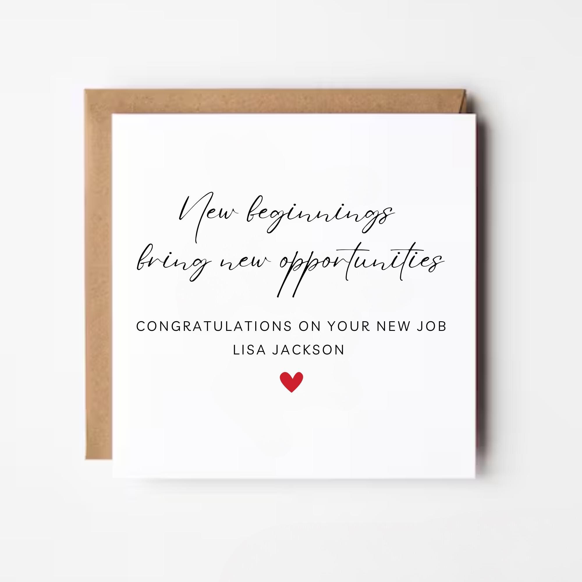 Personalised Congratulations on Your New Job Card, New Chapter Card ...