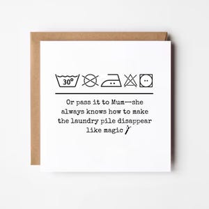 Instructions de lavage carte de fête des mères, drôle de carte de fête des mères, carte de fête des mères de son fils, joli cadeau de fête des mères, fête des mères de maman, impoli