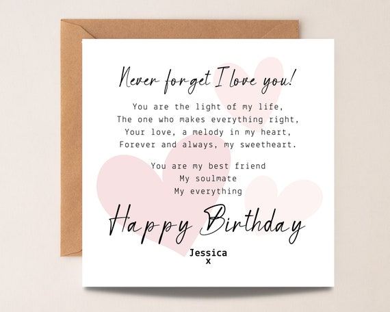 Biglietto D'Auguri Romantico Con Poesia "Love You Longer" – Per Compleanno, San Valentino, Anniversario – Per Lui E Lei