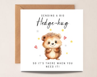 Sending a Big Hedge Hug So It's There When You Need It, Missing You Card, Long Distance Card, Hug Card, Thinking of You Card