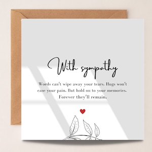 With Sympathy Card, With Sympathy Quote Card, Bereavement Card, Condolence Card, Forever in Our Thoughts, Sorry For Your Loss, Pet loss card