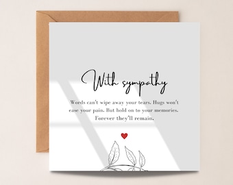 With Sympathy Card, With Sympathy Quote Card, Bereavement Card, Condolence Card, Forever in Our Thoughts, Sorry For Your Loss, Pet loss card