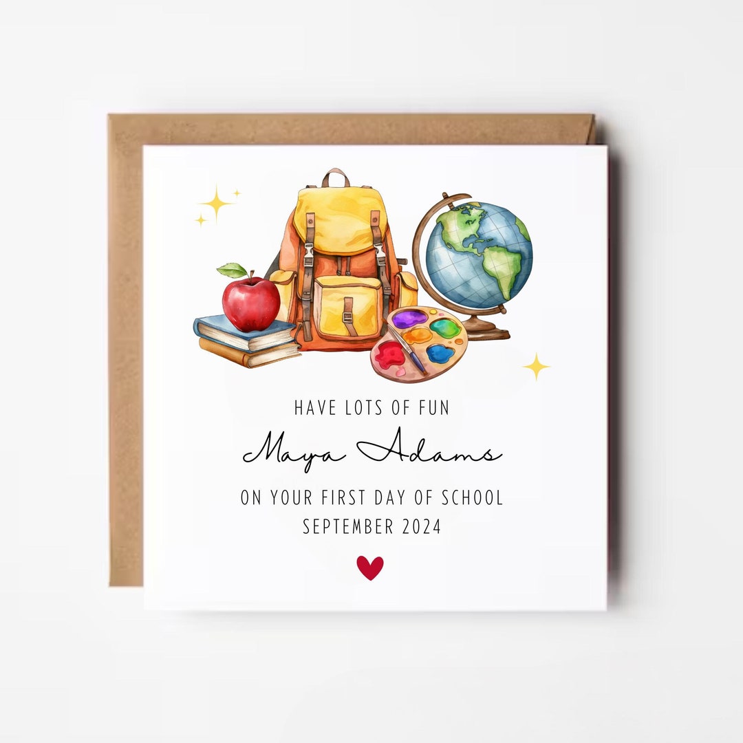 Personalized First Day of School Card: Good Luck Card - Etsy