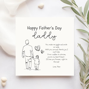 Tarjeta del primer día del padre para un hijo, tarjeta del primer día del padre, tarjeta del día del padre para papá, tarjeta personalizada del día del padre para un niño pequeño, padre e hijo