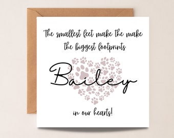 Personalised Pet Bereavement Card, Condolence Card, Bereavement card, Think Of You Card, Sympathy Card, Pet Loss, Pet Sympathy, Dog, Cat