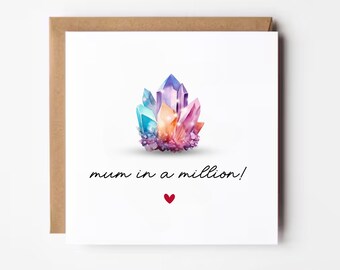 Mum In A Million Mother's Day For Mum Birthday Cards, Mum In A Million Birthday Card From Daughter, Cute Birthday Gift For Mum, Crystal Card