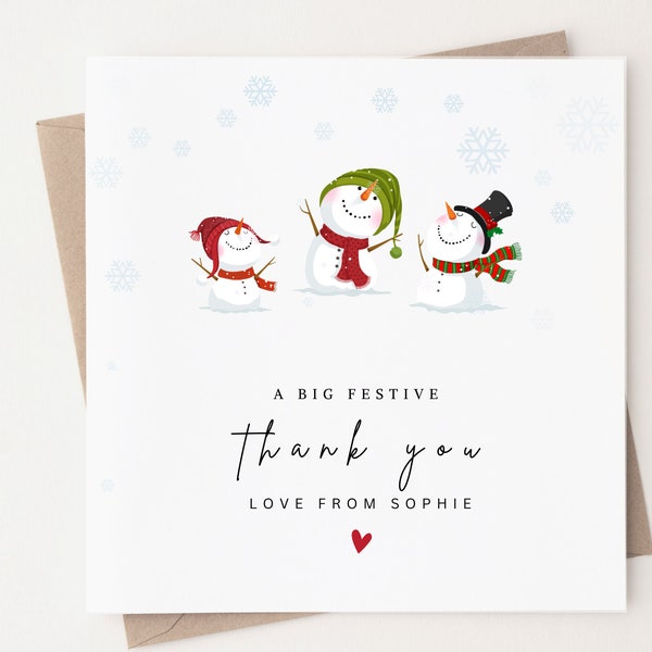 Christmas Thank You Card, Happy New Year Christmas Thank You Card, Personalised Christmas Thank You, Thank You Note Card, Thank You Note