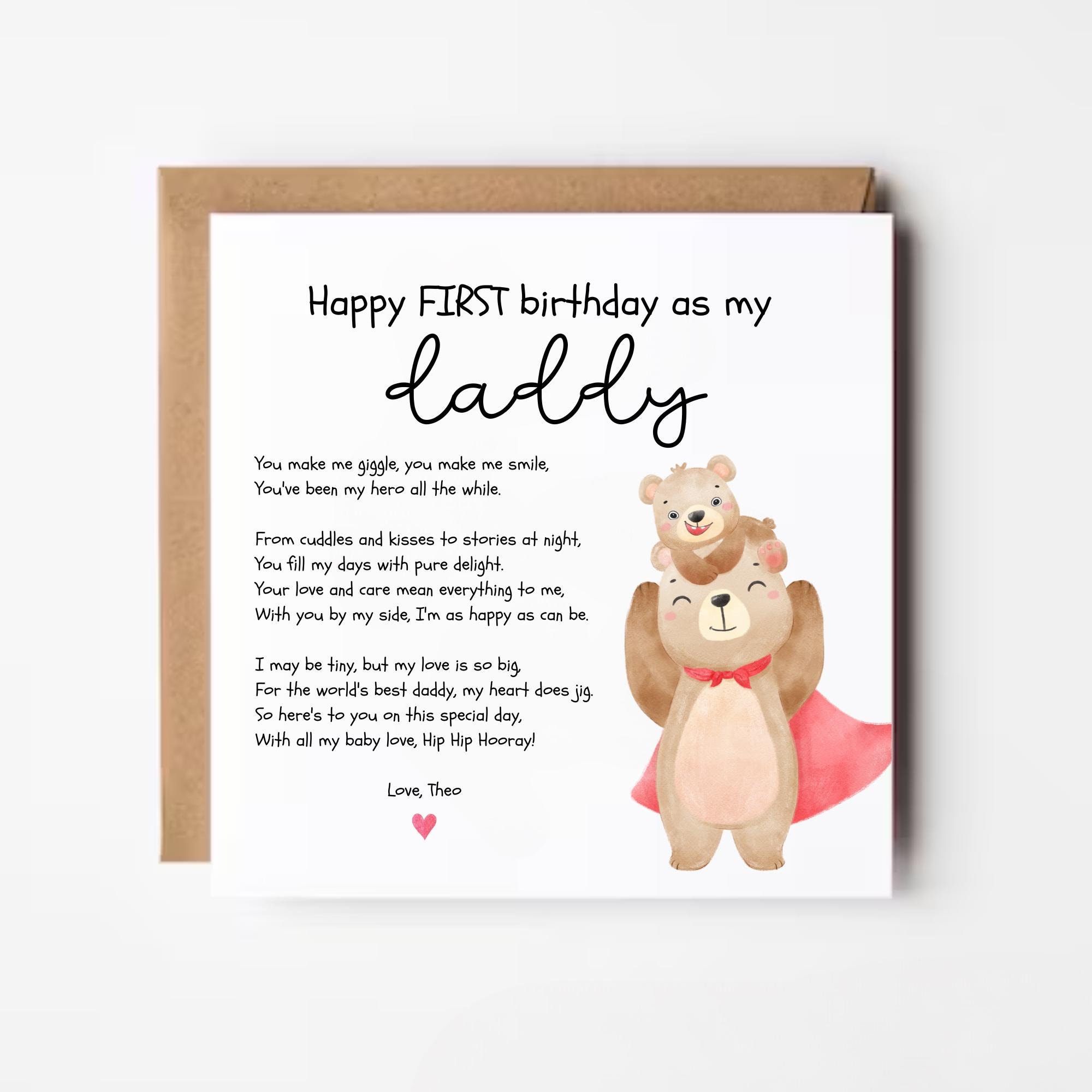 MAGJUCHE Geburtstagskarte „Happy First Birthday As My Daddy“ – 12,7x17,8 Cm, Blanko Innen