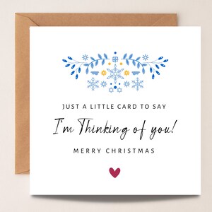 Je pense à vous ce Noël, carte de sympathie pour Noël, carte de Noël de deuil, carte de Noël sincère, 1er deuil de Noël
