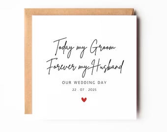 Personalized Wedding Day Card for Groom: Elegant 350gsm Cardstock