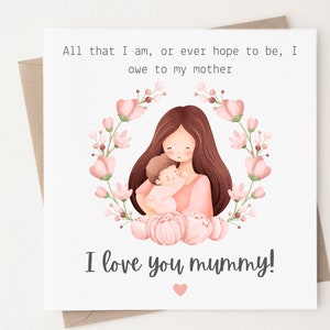 Te amo mamá, tarjeta de cotización del día de la madre, tarjeta de mamá de feliz cumpleaños, tarjeta del día de la madre 1a mamá, día floral de la madre, tarjeta de madre y bebé