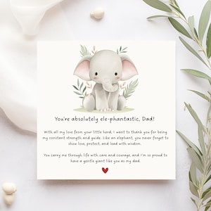 Cartão de Dia dos Pais para o pai, Cartão com Poema de Feliz Dia dos Pais, Cartão para Ele, Cartão Personalizado de Dia dos Pais, Cartão de Elefante para o Pai, Cartão de Aniversário