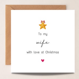 Cartão de Natal da esposa, Cartão de Natal para a esposa, Cartão de Natal da esposa, Cartão para a mulher, Presente da esposa Natal, Cartão da esposa, Wifey, Parceiro para ela