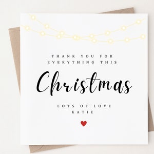 Carte de remerciement personnalisée pour Noël, Une pensée pour vous à Noël, Carte de remerciement pour le cadeau, Carte de remerciement Noël, Noël