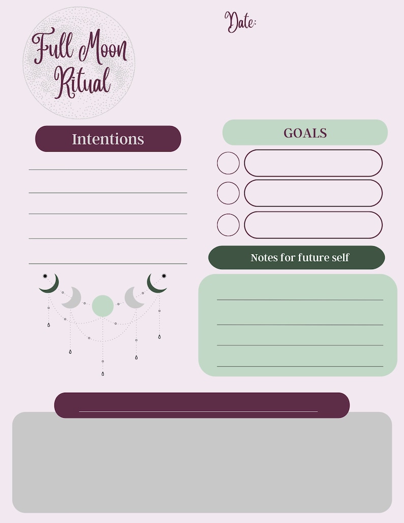 New Moon Ritual Fillable Form Full Moon Ritual DIGITAL DOWNLOAD, Blank Full Moon Reflection, DIY Full ...