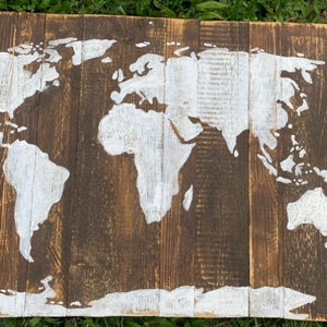 Weltkarte Holz Wandbild Holzbild Vintage Landhaus