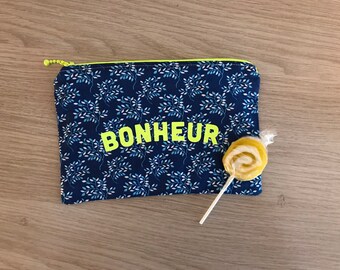 Pochette fleurie "bonheur", Pochette plate message