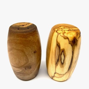 Olive Wood Salt & Pepper Shakers| Set of 2| Made From Olive Wood| Rustic Touch To Any Table Top|Handmade|