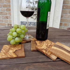 Set of 6 Olive Wood Coasters| Handmade Olive Wood Coasters| Great For Wedding and Housewarming Gifts|