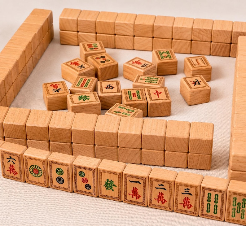 Kundenspezifisches AMERIKANISCHES hölzernes Mahjong-Set | Handgefertigtes Legespiel aus amerikanischen Spielsteinen| Personalisierter Deckel | Mahjong Geschenkset| Geschenke für Mama l Geschenk der Mutter Bild 10