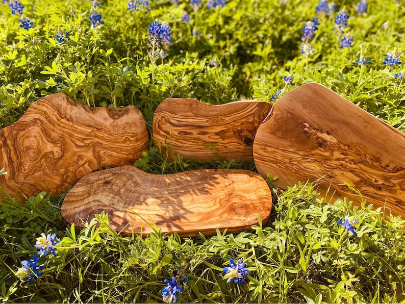 Olive wood cheese board set handmade